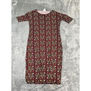 Women's LuLaRoe Floral Print Dress Size Small Burgundy Boho Julia Style - Exc